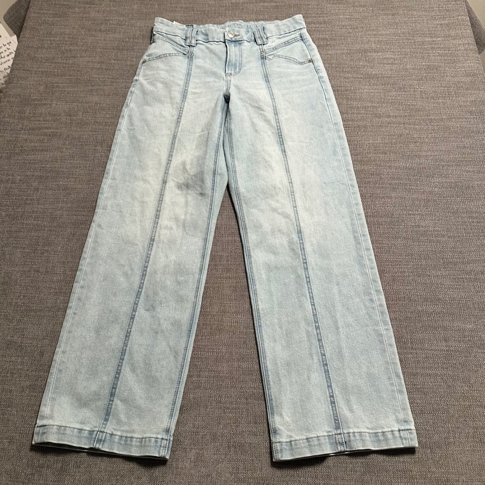 American Eagle Wide Leg Jeans Women 6 Light Blue  Curvy stovepipe